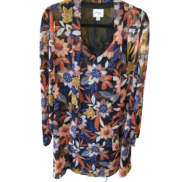 Beige by ECI Dress with Keyhole accent Floral Midi Sheath Size 8 Boho Hippie - Picture 2 of 3